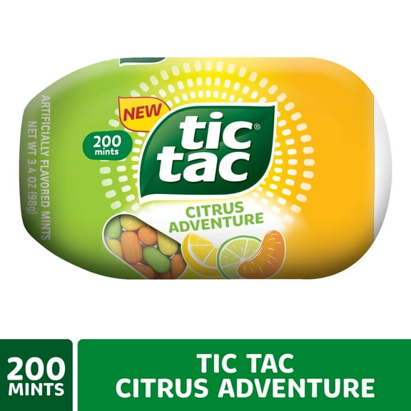 Tic Tac Citrus Adventure, On-the-Go Pocket-Sized Mints, Pocket-Sized Mints, 200 pieces, 3.4 oz Bottle Pack