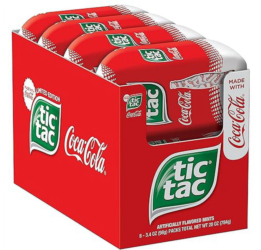 Tic Tac Coca Cola Fresh Breath Mints, Bulk Hard Candy Mints, 3.4 Oz, 8 Count Bottle Packs