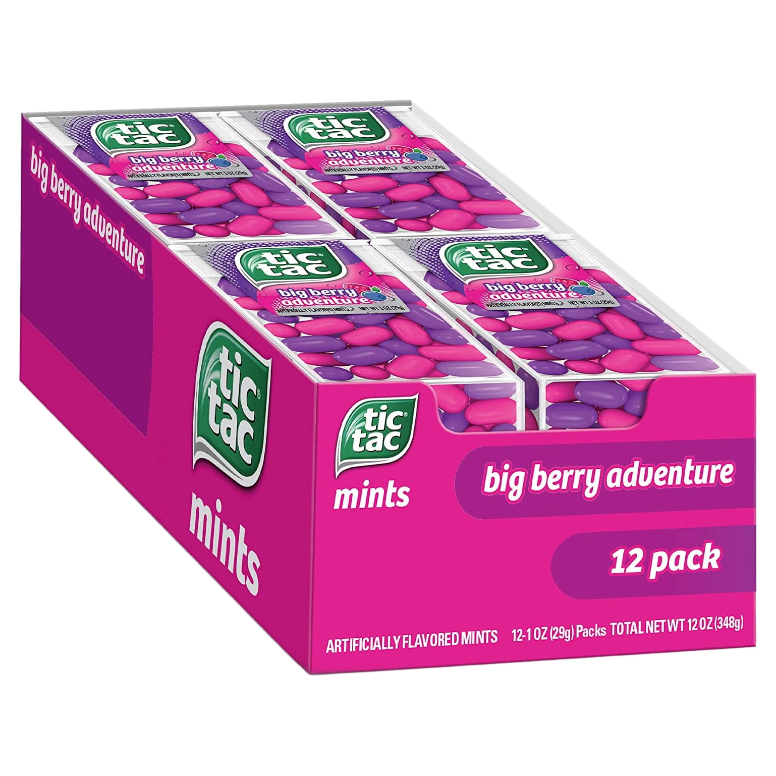 Tic Tac Fresh Breath Mints, Big Berry Adventure, Bulk Hard Candy Mints, 1 oz Singles, 12 Count