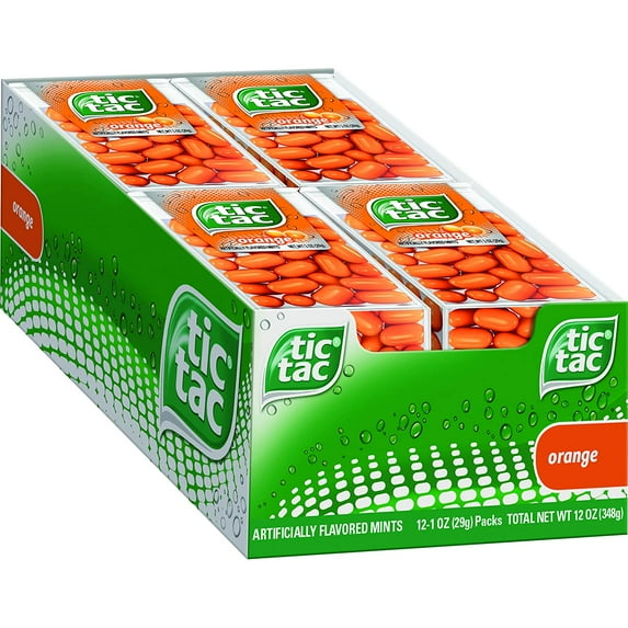 Tic Tac Fresh Breath Mints, Orange, Bulk Hard Candy Mints, 1 oz Singles, 12 Count