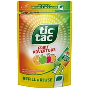Tic Tac Fruit Adventure Mints, Bulk Resealable Refill Bag, On-the-Go Refreshment, Stocking Stuffer, Includes Empty Refillable Pack, 17.2 oz