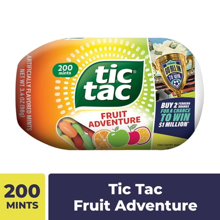 Tic Tac Fruit Adventure, On-the-Go Pocket-Sized Mints, 200 Pieces, 3.4 oz Single Pack