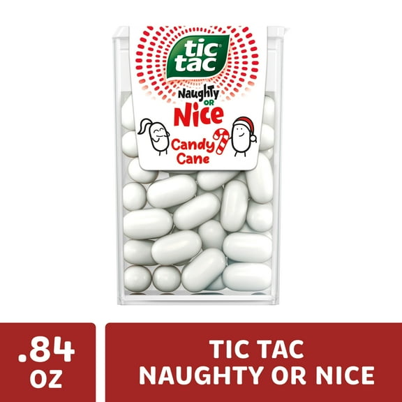 Tic Tac Naughty or Nice Candy Cane Mints, Hard Peppermint Mints,  Stocking Stuffer, 0.84 oz