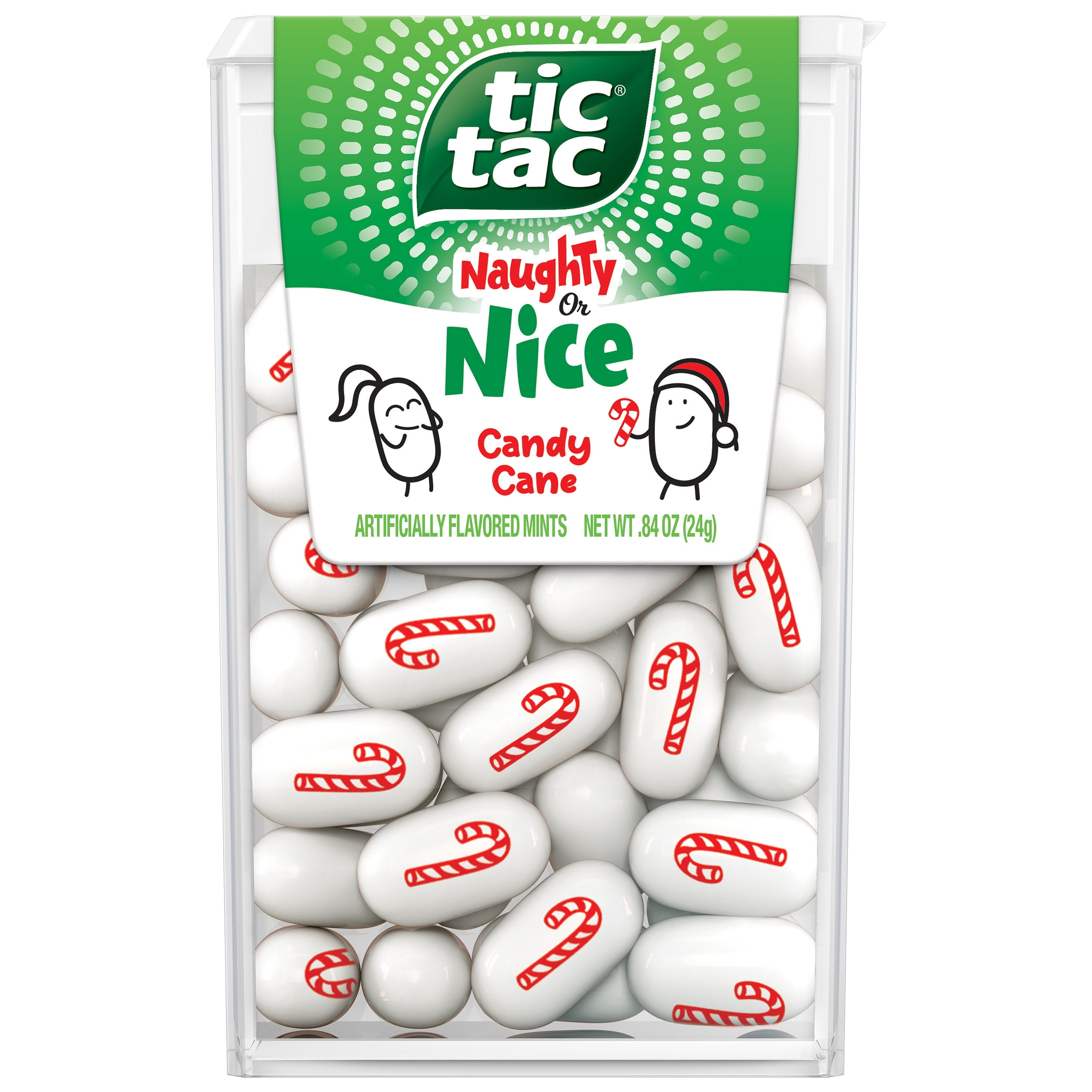 Tic Tac Naughty or Nice Candy Cane Mints, Holiday Treats, Stocking Stuffer  Pack, .84 oz