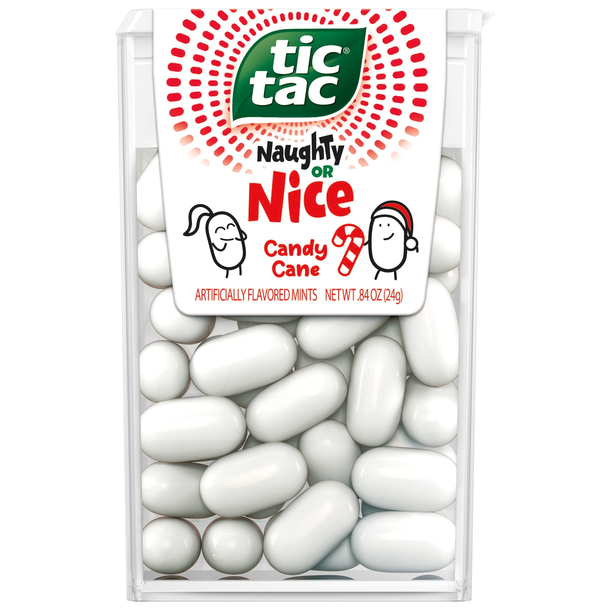 Tic Tac Naughty or Nice Candy Cane Mints, On-the-Go Refreshment, Stocking Stuffer, 0.84 oz