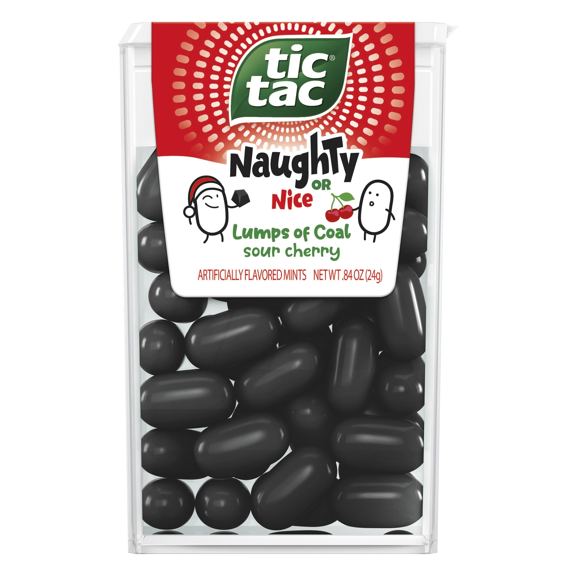 Tic Tac, Naughty or Nice Lumps Of Coal Sour Cherry Mints, Holiday Treats, .84 oz