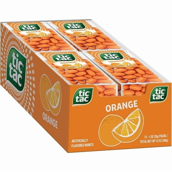 Tic Tac Orange Breath Mints 12 Pack Box, Fruity Orange Mini Mints, 100 Count Each
