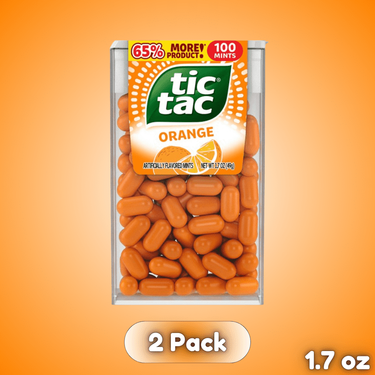 Tic Tac Orange Mints 1.7oz 2 Pack – On-The-Go Refreshment, Fruity
