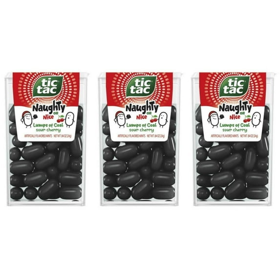 Tic Tac, Sour Cherry Mints, Naughty Or Nice Lumps Of Coal, 0.84 oz, 3 pack