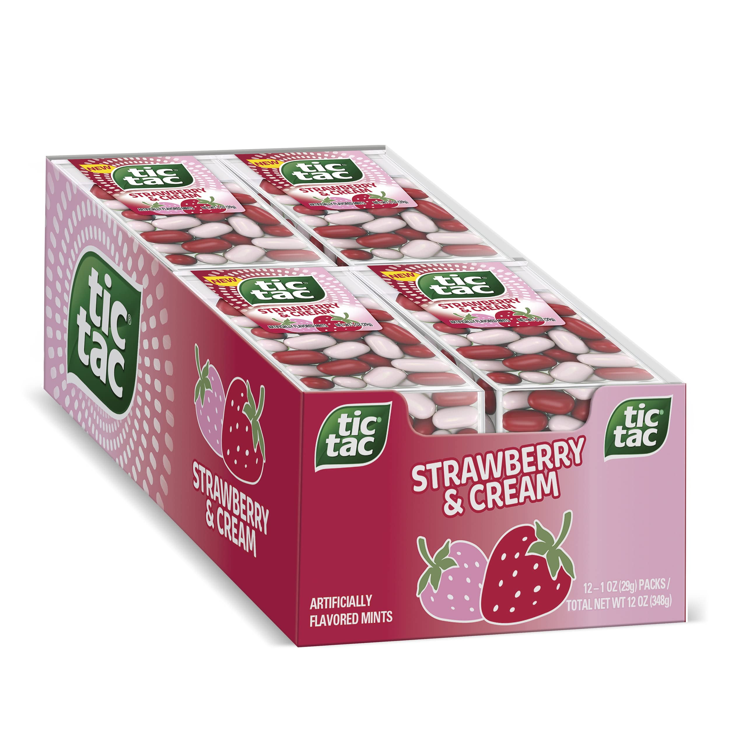 Tic Tac Strawberry & Cream Flavored Mints, Bulk 12 Pack, On-the-Go ...