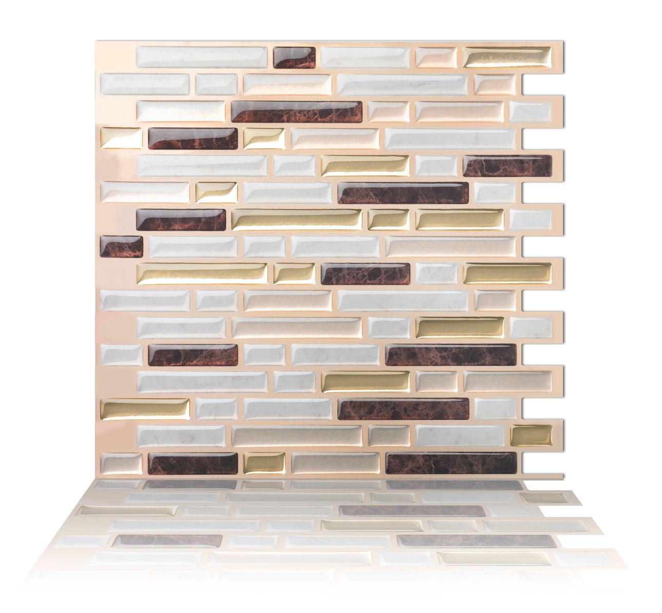 Tic Tac Tiles Peel And Stick 3D Wall Tiles - 10"x10" Self-Adhesive Backsplash, Como Gray Design, Removable
