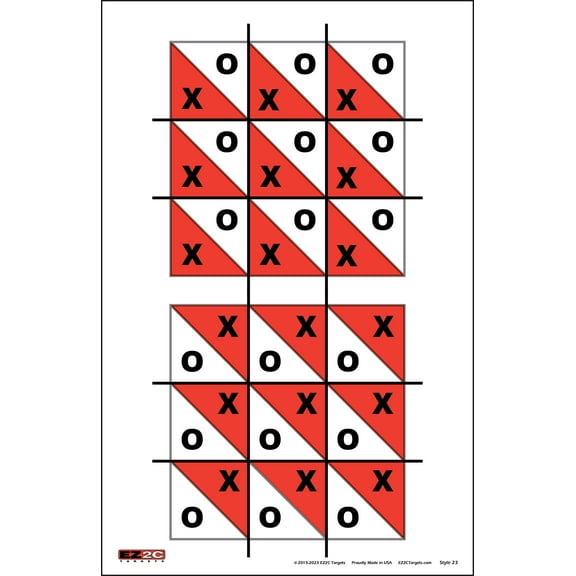 25 EZ2C Targets for Gun Shooting Range Handgun Rifle and Pistol 11" x 17" Tic-Tac-Toe Game -Tear-Off Pad of 25