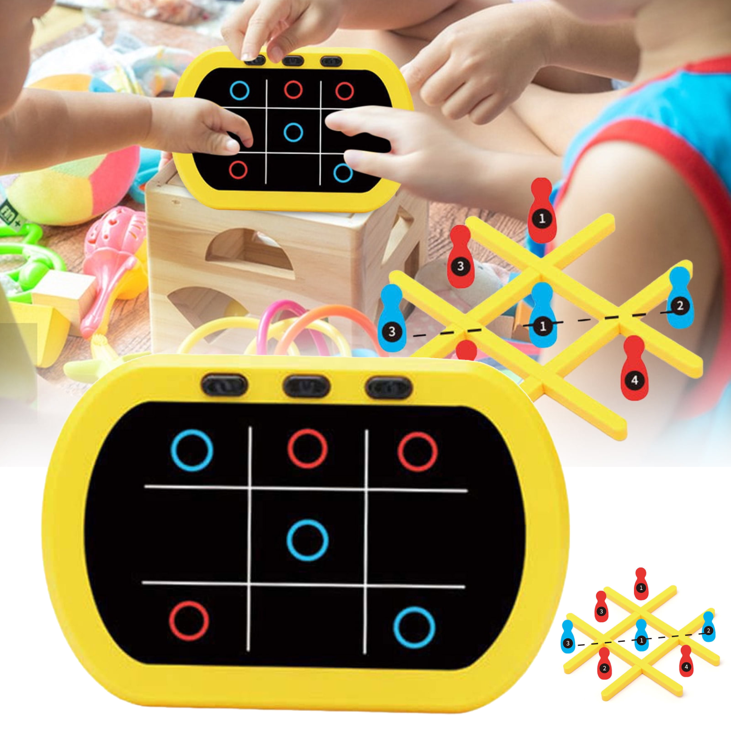 Tic Tac Toe Electronic Game,2-in-1 Handheld Puzzle Tic Tac Toe Game Machine,Portable Tic Tac Toe Travel Game for Car Ride,Board Games for Kids and Adults,Birthday Gifts for Kids Ages 3+