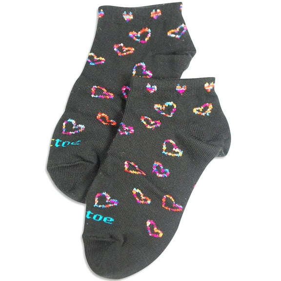 Tic Tac Toe Girls Ankle Socks 31832-XX-Large (black hearts)
