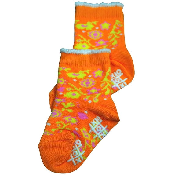 Tic Tac Toe Girls Flower Sock 31861-X-Small (orange flower)