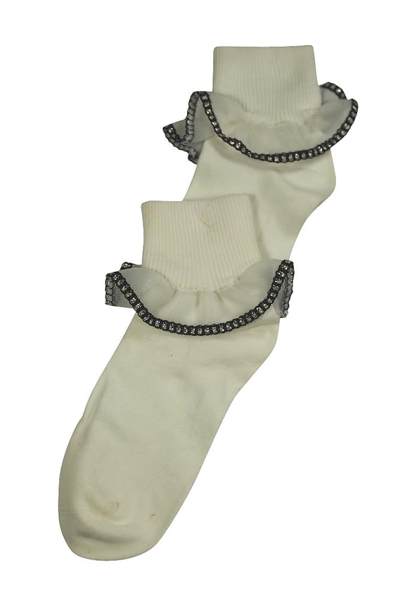Girls Rollover Lace Sock 31902-X-Large (WHITE)