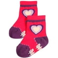 thumbnail image 1 of Tic Tac Toe - Little Girls' Striped Ankle Sock 31843-X-Small (pink purple heart), 1 of 3