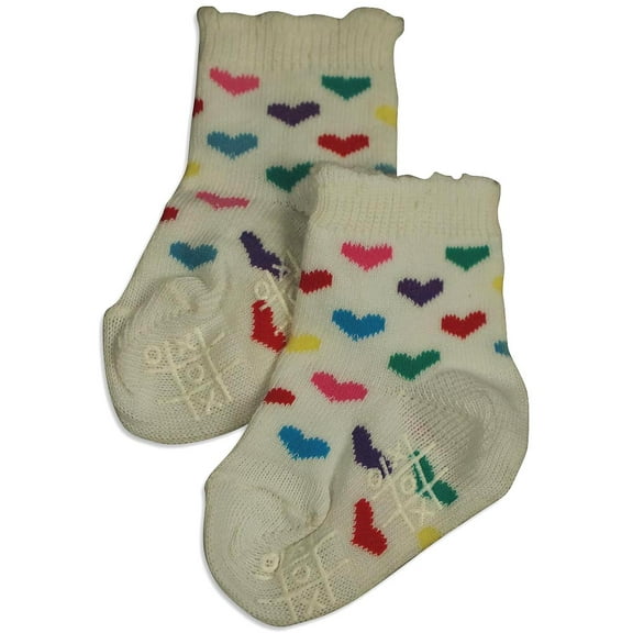 Tic Tac Toe - Little Girls' Striped Ankle Sock 31847-XX-Small (white hearts)