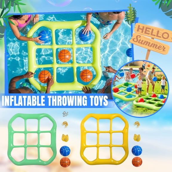 Tic-Tac-Toe Pool Games Set, Inflatable Pool Games Toys for All Adults Teens with 10 Balls, Ideal for 2-10 Players, Great for Outdoor Swimming and Beach Parties