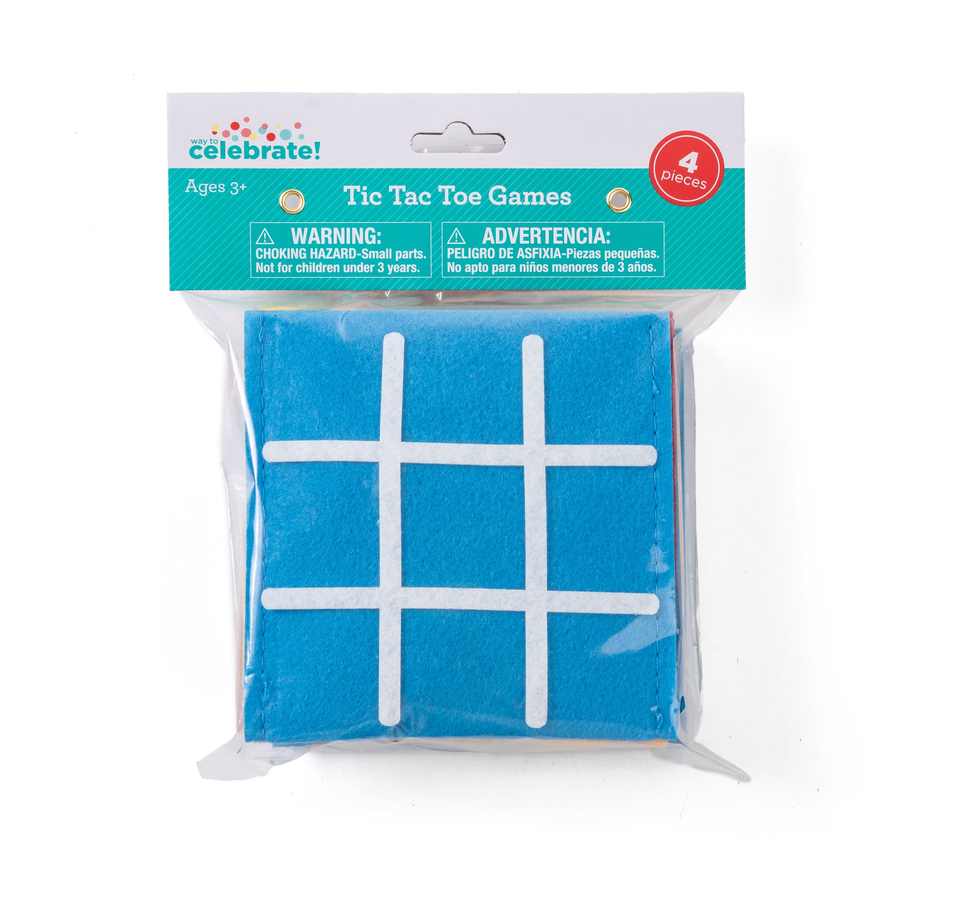 Way To Celebrate Tic Tac Toe Party Favors for Kids, 4 Count Felt Board Game with Pouch