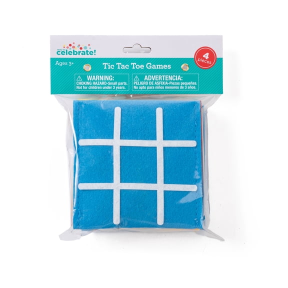 Way To Celebrate Tic Tac Toe Party Favors for Kids, 4 Count Felt Board Game with Pouch