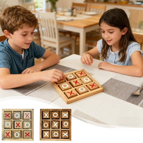 Tic Tac Toe under $5! Cagogo Wooden Tic Tac Toe Game, Noughts And Crosses Board Game,KidsEducationalToys, Indoor Playing Game, Family Board Games