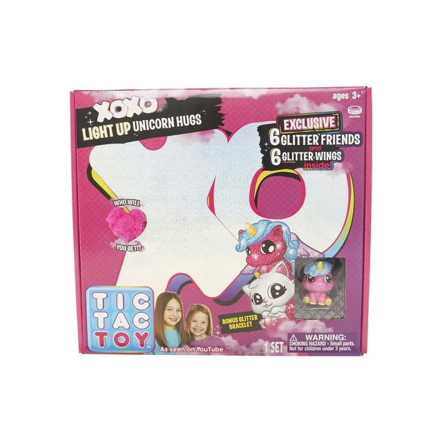 Tic Tac Toy XOXO Light Up Pink Unicorn Hugs & Glitter Friends