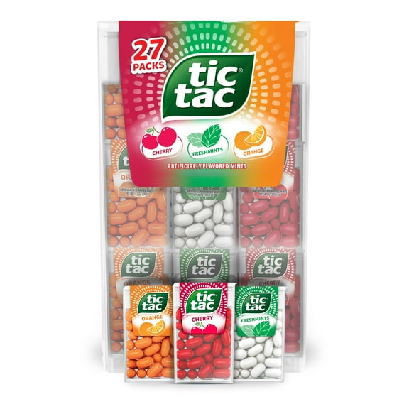 Tic Tac Variety Pack Mega Box, Bulk 27 Packs, Cherry, Freshmints, Orange, Refreshing Fruity Mints, Classic Box, 17.14 oz