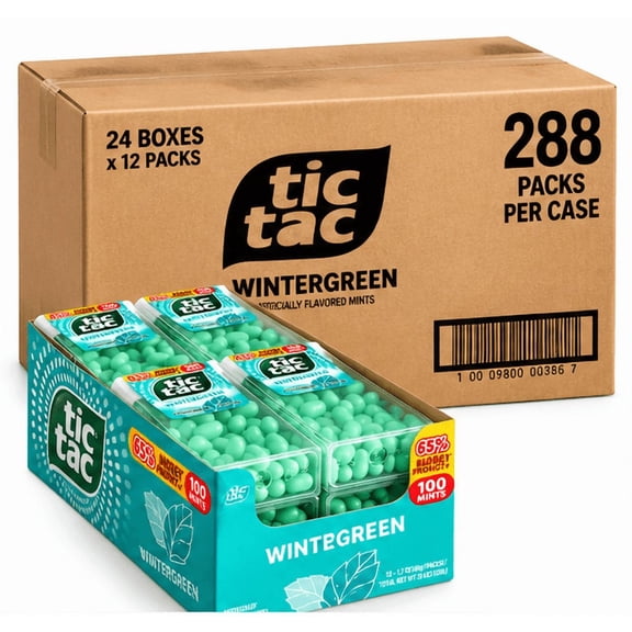 Tic Tac Wintergreen Mints, 100 Count Packs, 1.7 oz Each, 288 Count Case