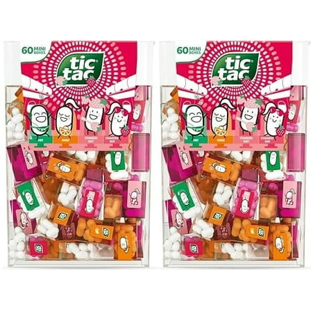 Tic Tacs Travels Mini Packs Individual Flavor Packets Large Spender Boxes with Mini Tic Tacs Packs (120 Mini Packs - Strawberry Sweet Strawberry Sour Mint Orange)