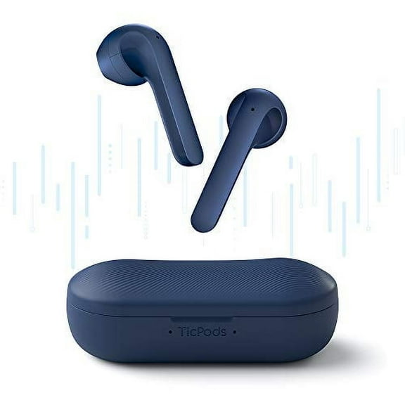 TicPods 2 True Wireless Earbuds, TWS Earbuds, Bluetooth 5.0, Semi-in-Ear Design, IPX4 Water Resistant, Long Press to Wake Up Smartphone, Touch Gesture Controls, 23 Hours Battery Life, Navy