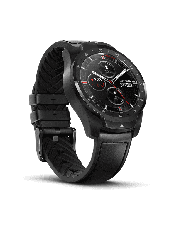 Pro 1.39 inch Black Stainless Steel Case with Black Leather Band