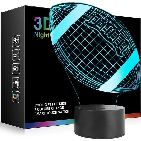 Ticent Football Night Light - USB 3D Soccer Desk Lamp 7 Color Changing Decoration Lighting for Boys Girls Birthday Holiday Christmas Halloween Gift