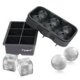 thumbnail image 1 of Ticent Ice Cube Trays (Set of 2) - Silicone Sphere Whiskey Ice Ball Maker with Lids & Large Square Ice Cube Molds for Cocktails & Bourbon - Reusable & BPA Free, 1 of 7