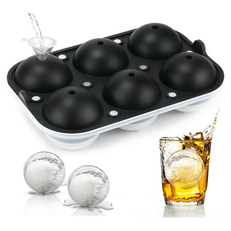 4 Pack Ice Ball Maker, Whiskey Ice Mold, Silicone Ice Square Tray, 2.5  Inches Sphere Ice Mold For W