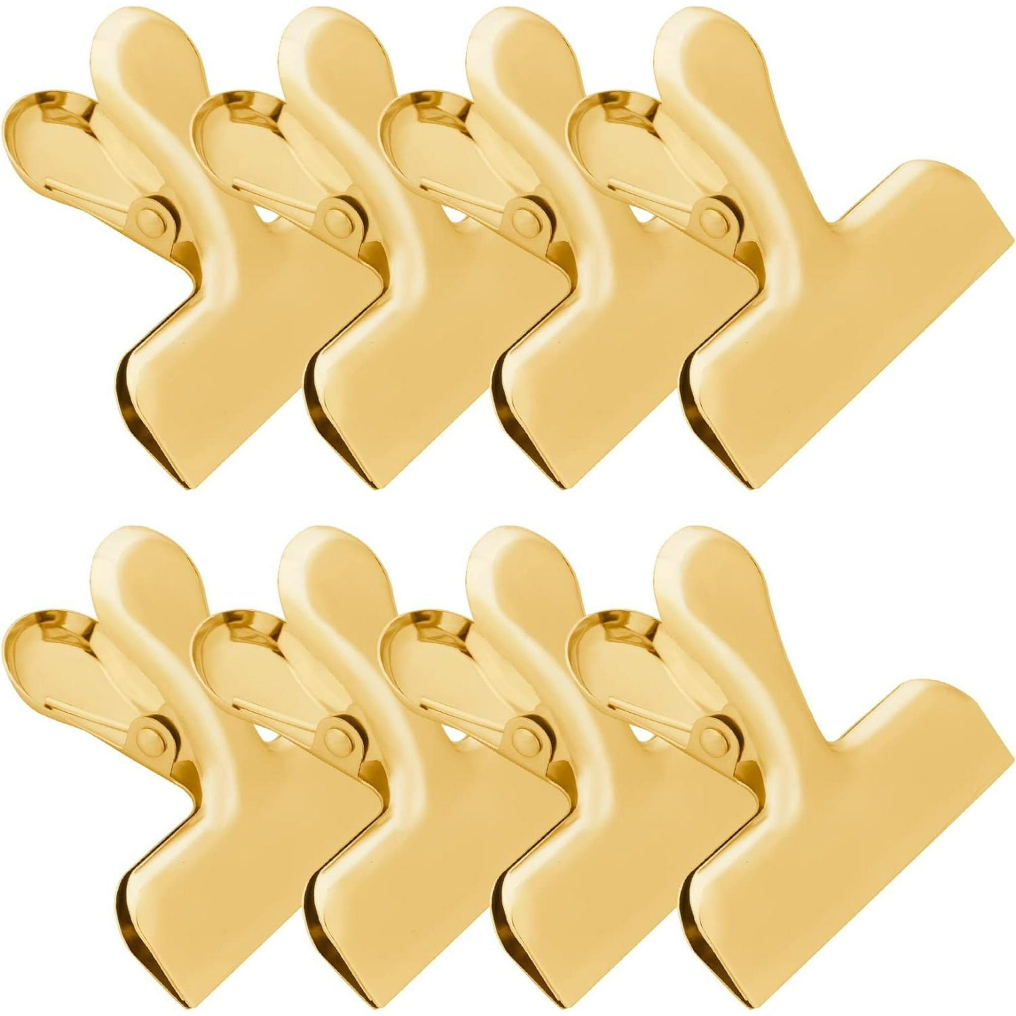 Ticibro Large Strong Heavy Duty Stainless Steel Gold Bag Clips 8 Pack