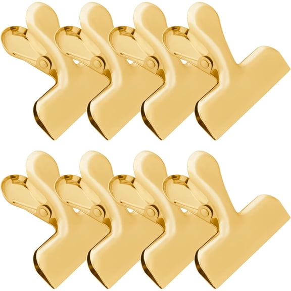 Ticibro Large Strong Heavy Duty Stainless Steel Gold Bag Clips 8 Pack