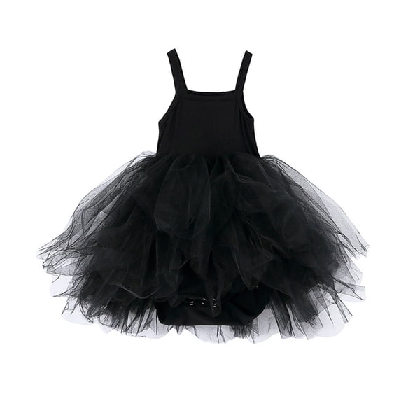 Ticikt 0 18M Bodysuit Tutu Dress Baby Girl Romper Dress Toddler Solid Color Skirt Holidays Outfits,Color:Black,Size:6-12 Months