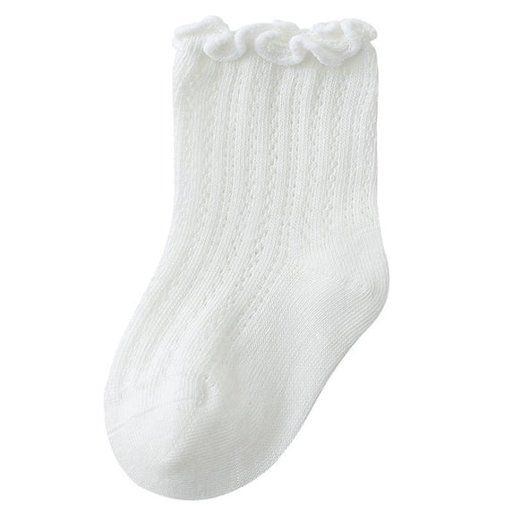 Ticikt 1 Pair Kids Cute Ankle Socks Girls Solid Low Cut Socks Colorful Patterned Casual Mesh Short Summer Sock,Color:White,3-5 Years