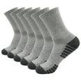 thumbnail image 1 of Ticikt 6 Pairs Men Thick Terry Bottom Athletic Crew Socks, Sweat Wicking Sport Basketball Socks,Light Gray, 1 of 5