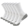 thumbnail image 1 of Ticikt 6 Pairs Men Thick Terry Bottom Athletic Crew Socks, Sweat Wicking Sport Basketball Socks,White, 1 of 5