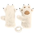 thumbnail image 1 of Ticikt Addult Cute Bear Paw Plush Mittens Winter Thick Warm Cold Proof Cycling Gloves with Neck String,White, 1 of 4