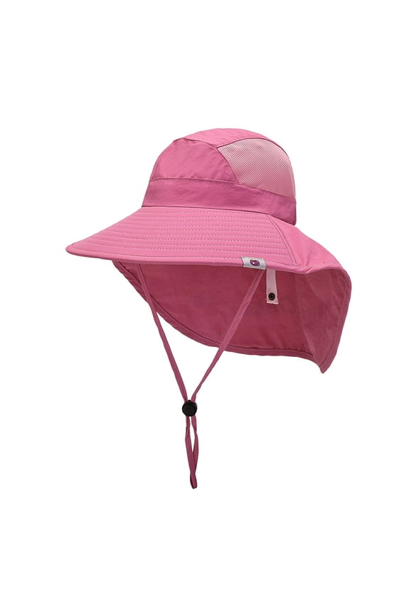 Adjustable Baby Sun Hat for Toddler Boys and Girls Outdoor Beach Play Protective Bucket Cap,Color:Pink