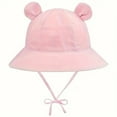 thumbnail image 1 of Kids Hats for Outdoor Cartoon Bear Ears Wide Brim Fisherman Hat for 0-6 Years Adjustable Drawstring for Comfort and Style During Summer Activities,Color:Pink, 1 of 2
