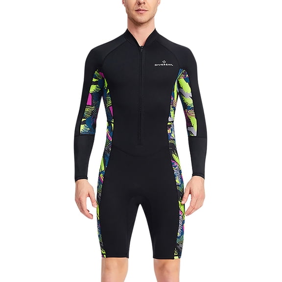 Ticikt Adult 1.5mm Long Sleeved Wetsuit Neoprene Diving Suit for Snorkeling Swimming Surfing Canoeing,Color:Black,Size:XXL