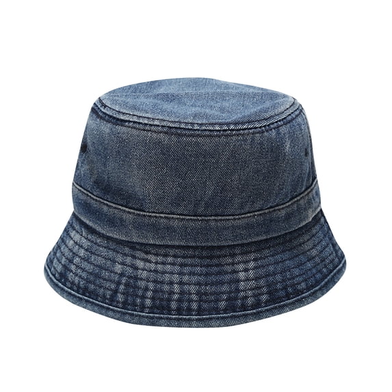 Ticikt Adult Fashion Solid Denim Sunshade Fisherman's Hat Basin Hat Outdoor Bucket Hat,Color:Blue