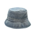 thumbnail image 1 of Ticikt Adult Fashion Solid Denim Sunshade Fisherman's Hat Basin Hat Outdoor Bucket Hat,Color:Light blue, 1 of 2