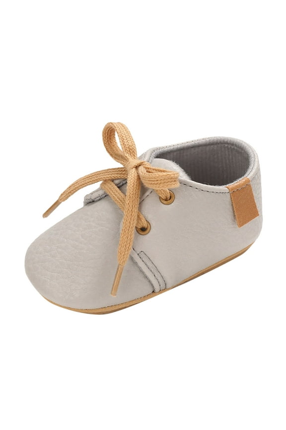 Ticikt Baby Boys Girls PU Leather Shoes Soft Rubber Sole Lace-up Oxford Sneakers Infant Crib Shoes for Toddler First Walkers,Color:C,12-2