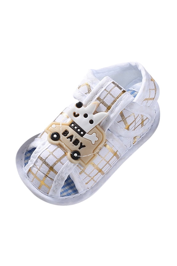 Baby Boys Girls Summer Beach Sandals Soft Rubber Sole Toddler Outdoor Closed-Toe First Walker Shoes,Color:Beige,Size:0-6 Months