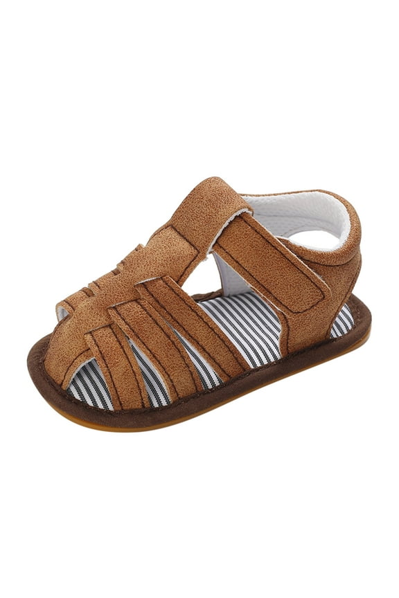 Baby Boys Girls Summer Beach Sandals Soft Rubber Sole Toddler Outdoor Closed-Toe First Walker Shoes,Color:Brown,Size:0-6 Months